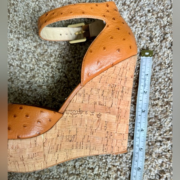 Michael Kors Women's Wedge Heel Orange Ostrich Ankle Strap Open Toe - Size 7.5 - Picture 10 of 10
